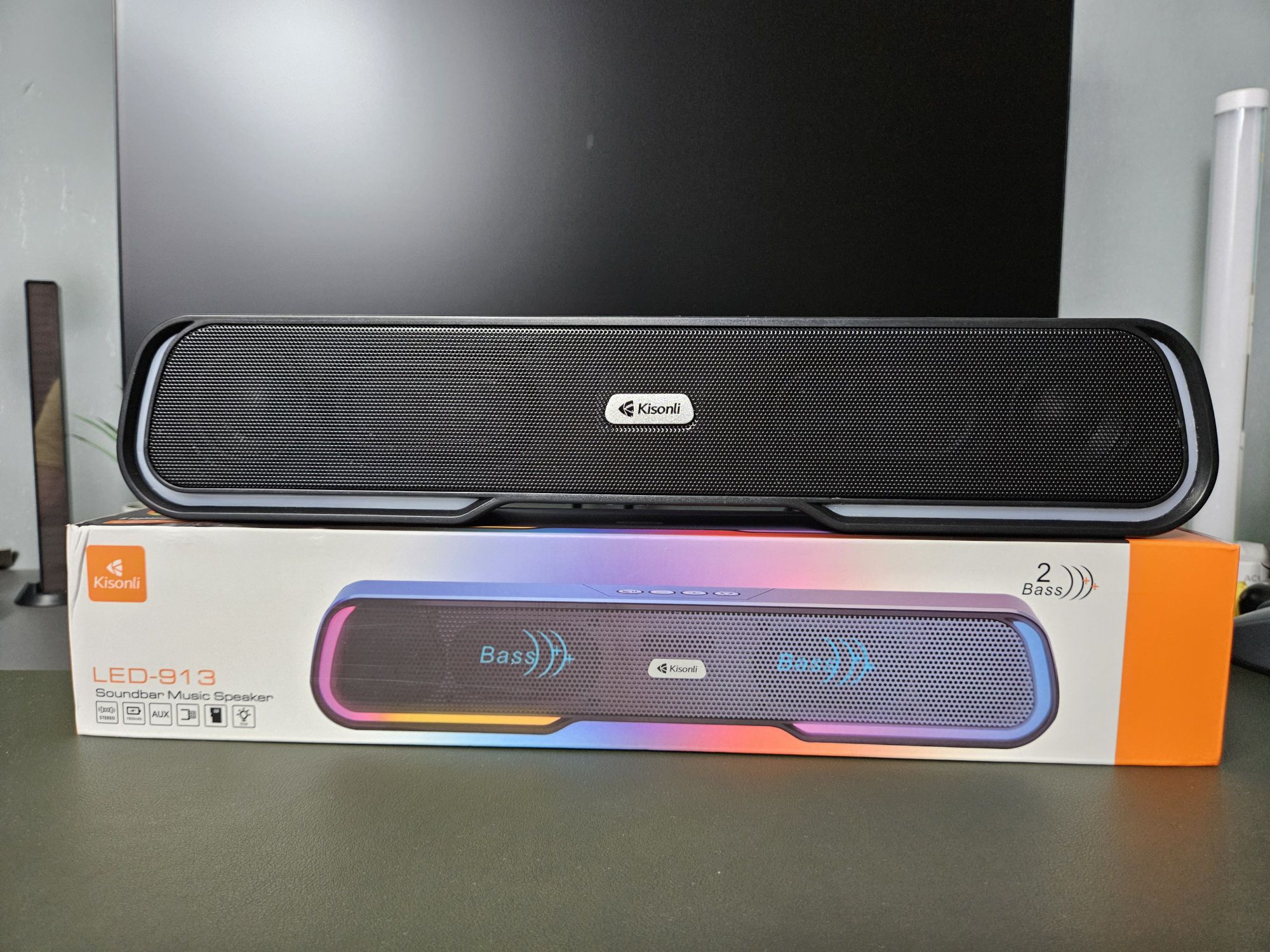 Kisonli Soundbar Musik Speaker Bluetooth Portable RGB LED-913 - YStekno